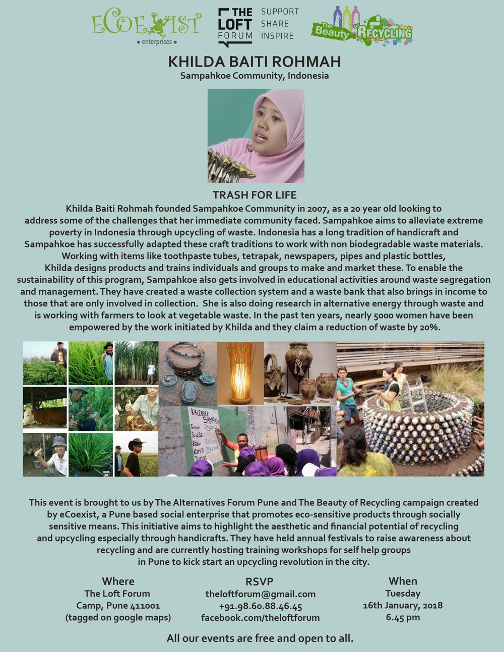 Trash for Life: Upcycling products in Indonesia: a talk by Khilda Rohmah