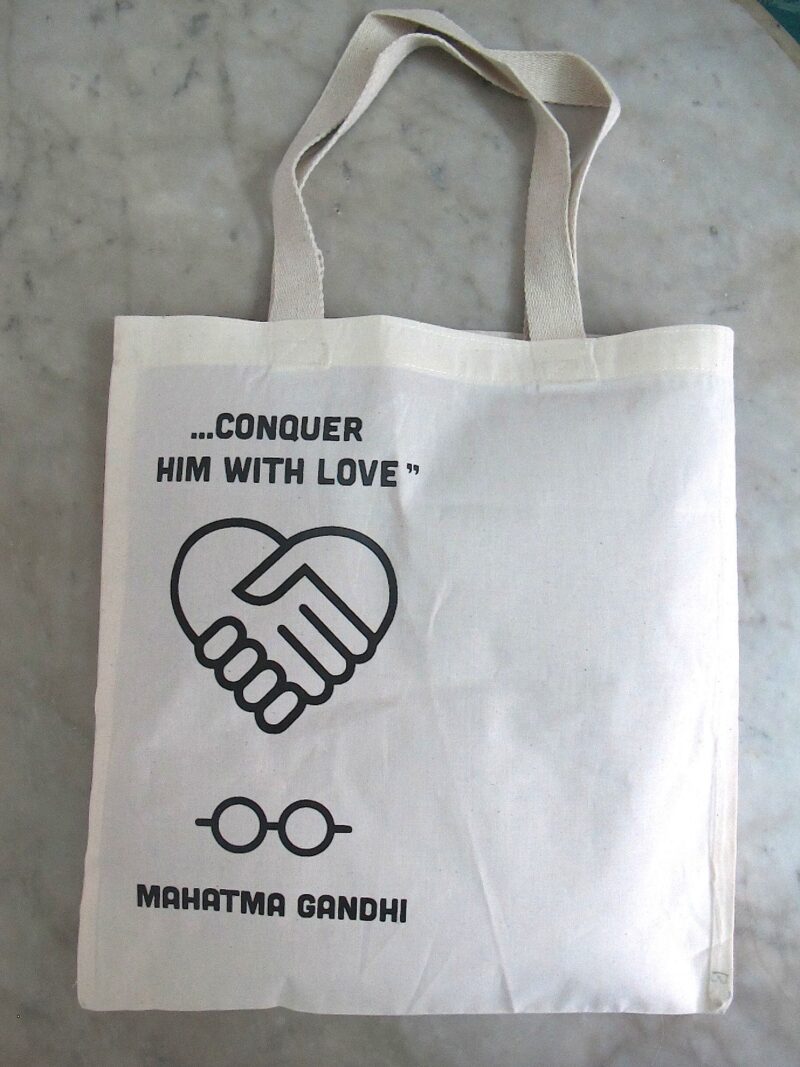 Cotton bag: 12" x13": Gandhi Conquer - Image 2