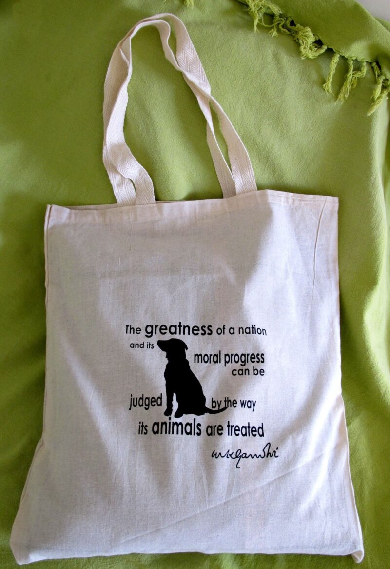 Cotton Bag: 15 x 17": Gandhi Animal - Image 2