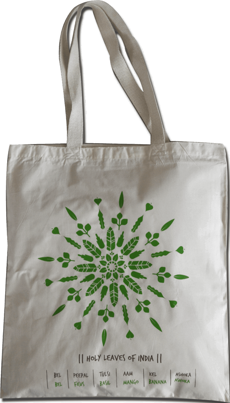 Cotton Bag: 15" x 17": Holy leaves