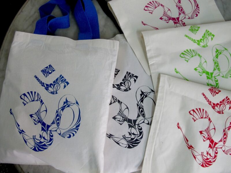 Cotton Bag: 12" x 13": Om - Image 2