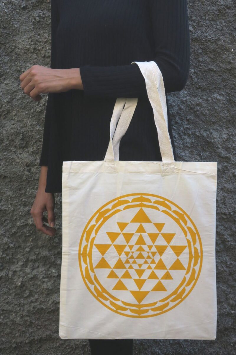 Cotton Bag: 15 x 17": Yantra ( Yellow) - Image 2