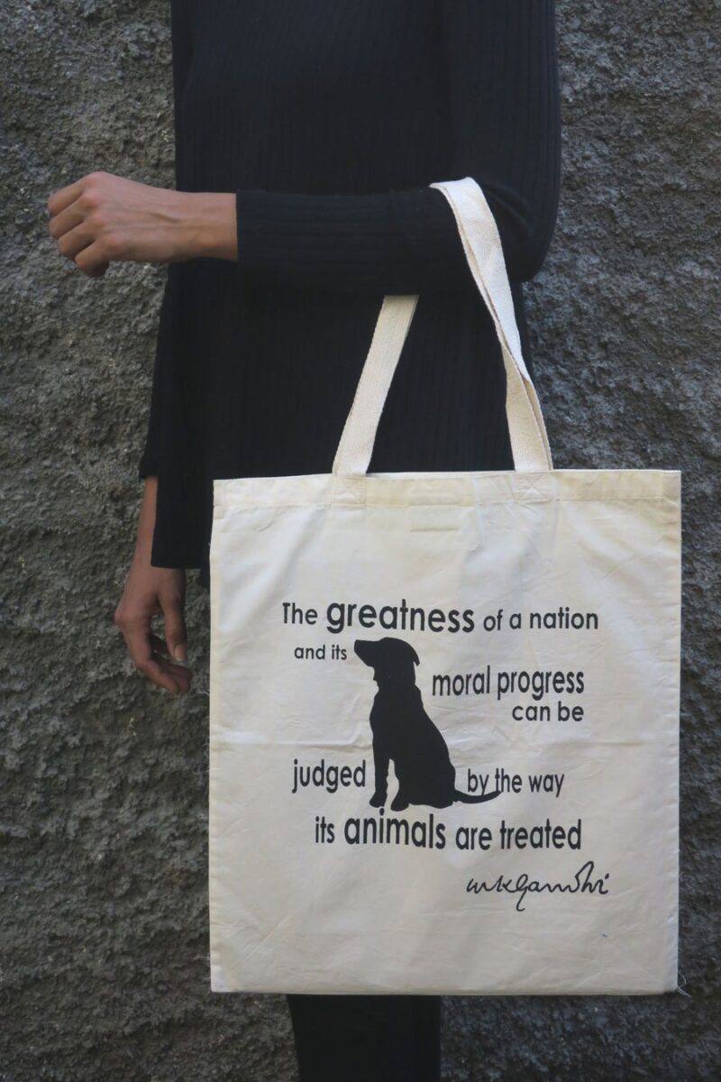 Cotton Bag: 15 x 17": Gandhi Animal