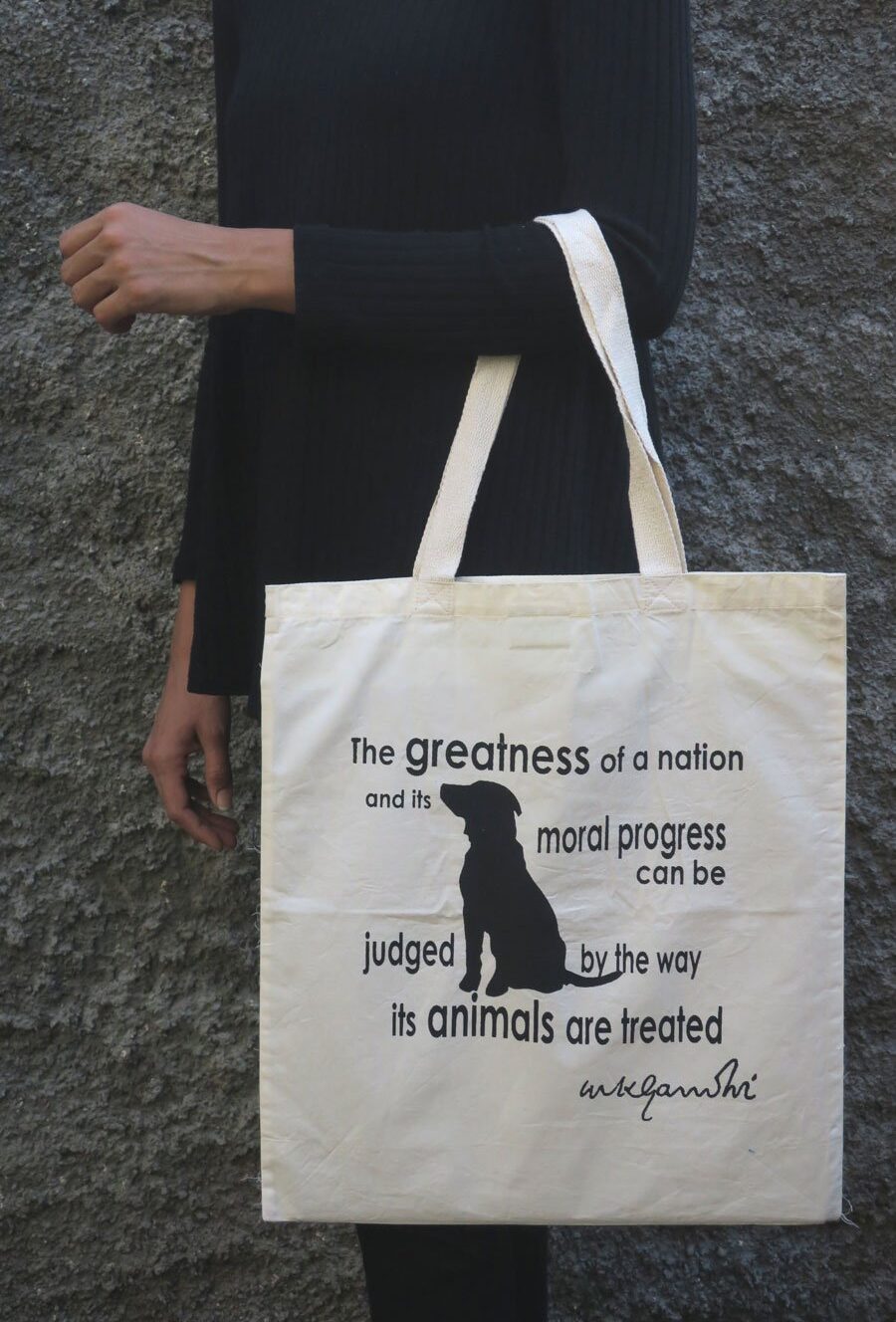 Cotton Bag: 15 x 17": Gandhi Animal