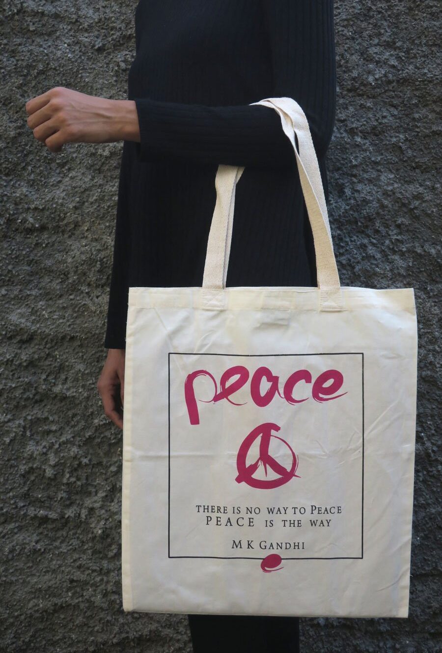 Cotton Bag: 15 x 17": Gandhi Peace