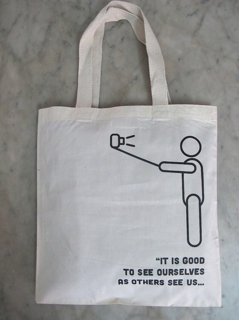 Cotton bag: 12" x13": Gandhi Selfie