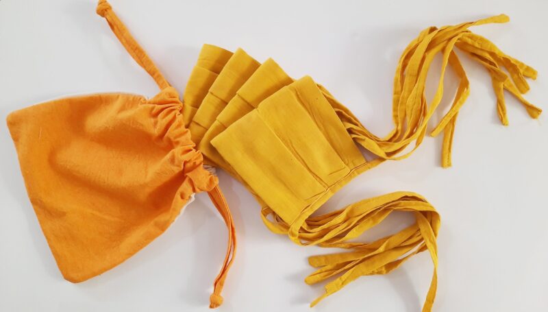CCFM: Reusable Cotton Turmeric Masks : set of 4