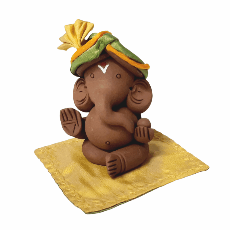 G|MN|VS|2.5: Miniature Eco Ganesh Idol  - Vastra Shishu with Accessories- 2.5"