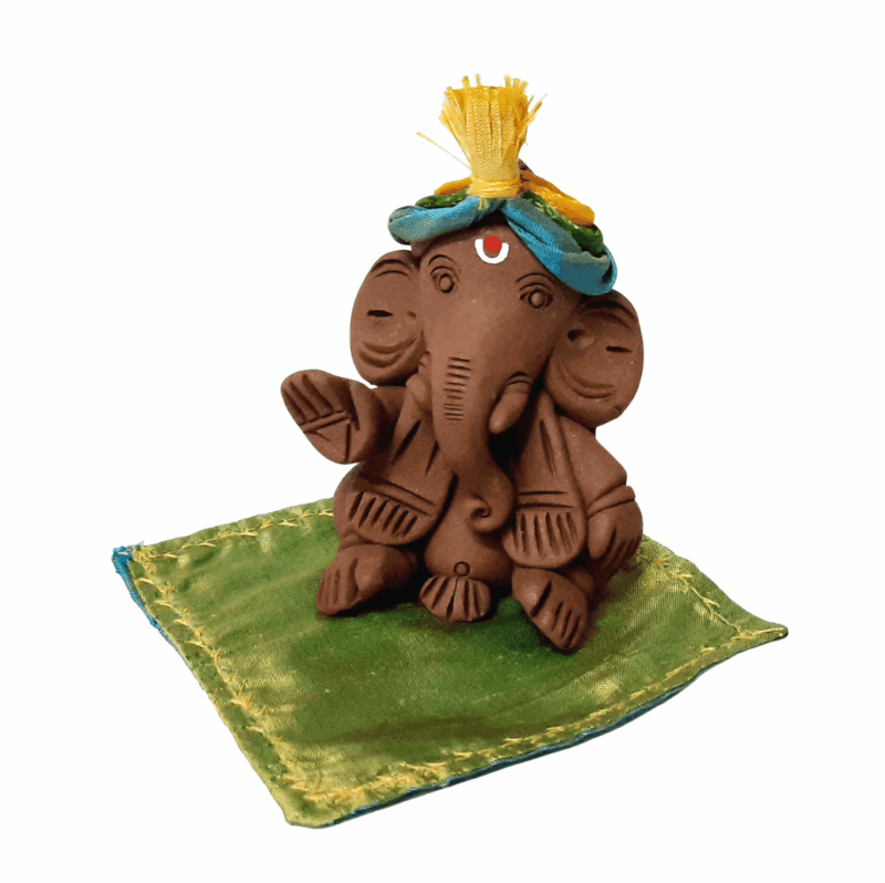 G|MN|VV|2.5: Miniature Eco Ganesh Idol - Vastra Vaman with Accessories- 2.5"