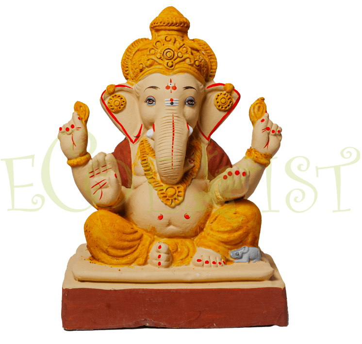 G|RCP|AGM|12: Eco Renewed Clay Ganesh Idol: Punaravartan Adi Ganesh Painted - 12"