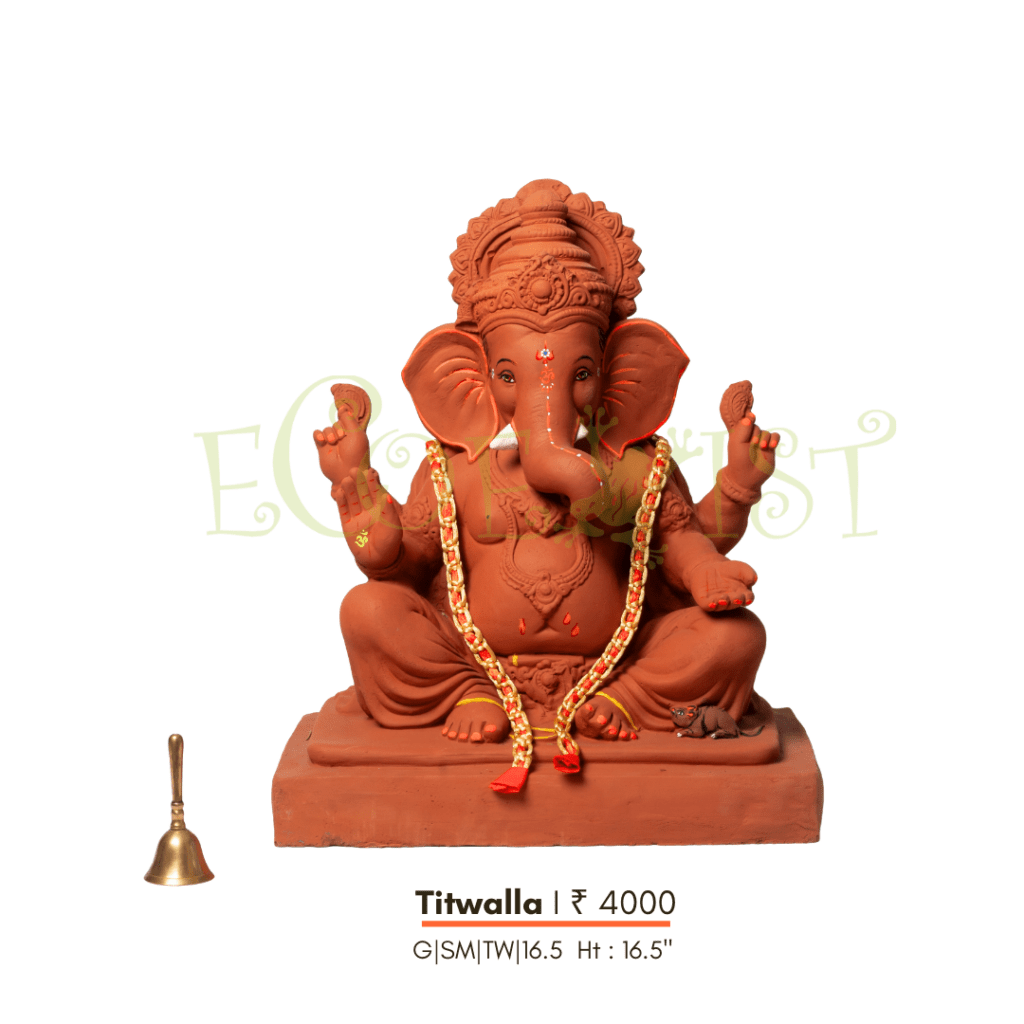 G|SM|TW|16.5: Eco Sangam Earth Ganesh Idol: Titwalla - 16.5"