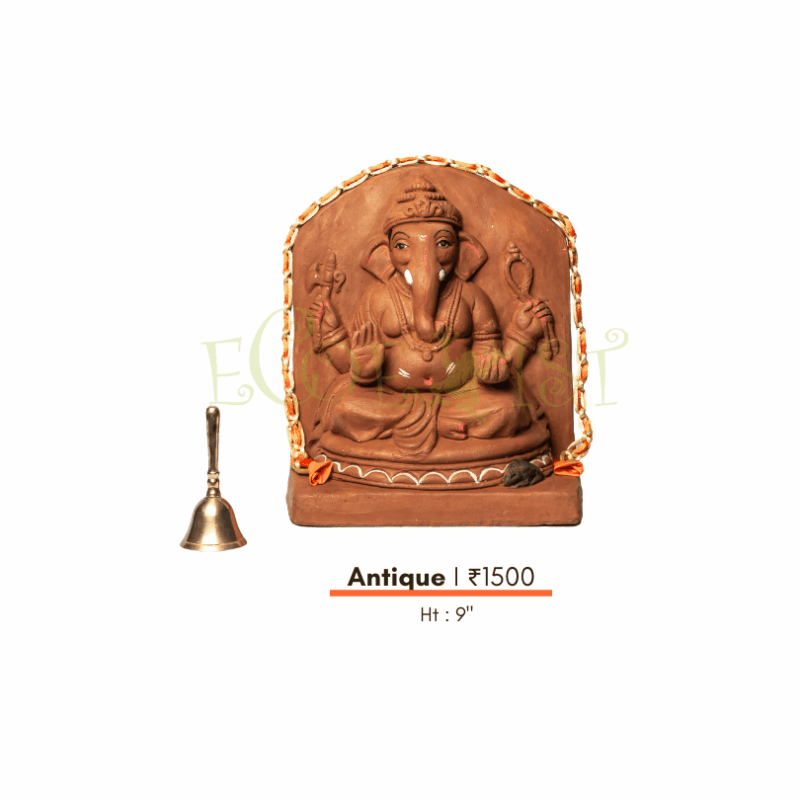 G|RE|Ant|9: Eco Red Earth Ganesh Idol: Antique -9"