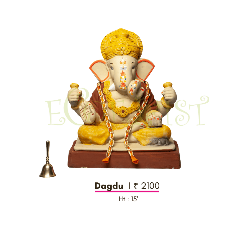 G|RC|Da|15: Eco Renewed Clay Ganesh Idol: Punaravartan Dagdu - 15"