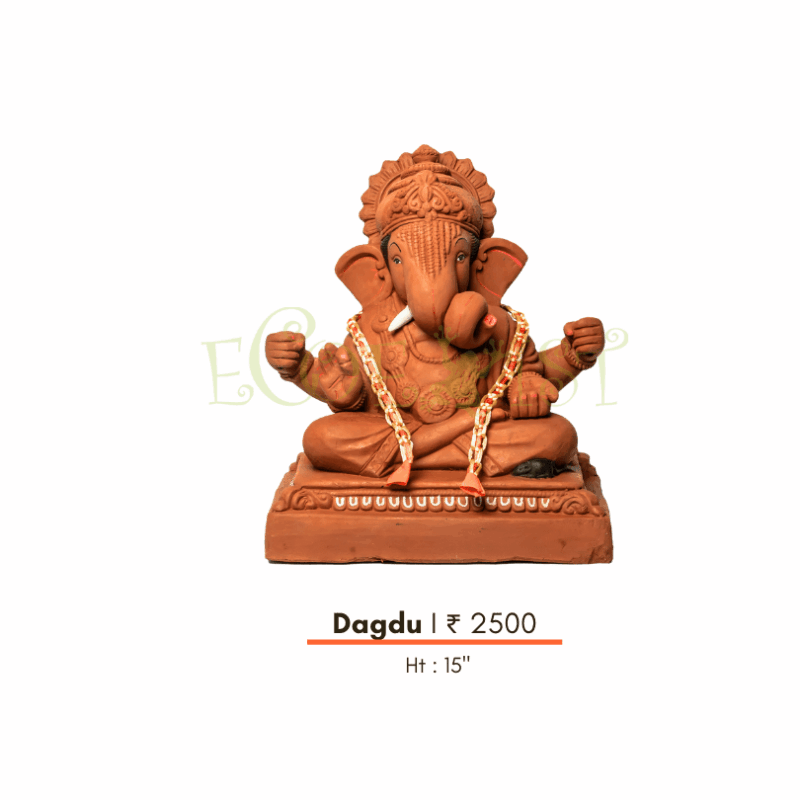 G|RE|Da|13: Eco Red Earth Ganesh Idol: Dagdu - 13"