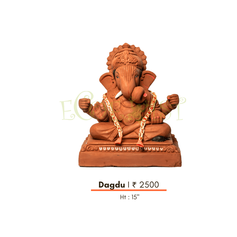 G|RE|Da|13: Eco Red Earth Ganesh Idol: Dagdu - 13"