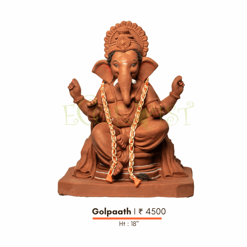 G|RE|Go|18: Eco Red Earth Ganesh Idol: Golpaath- 18"