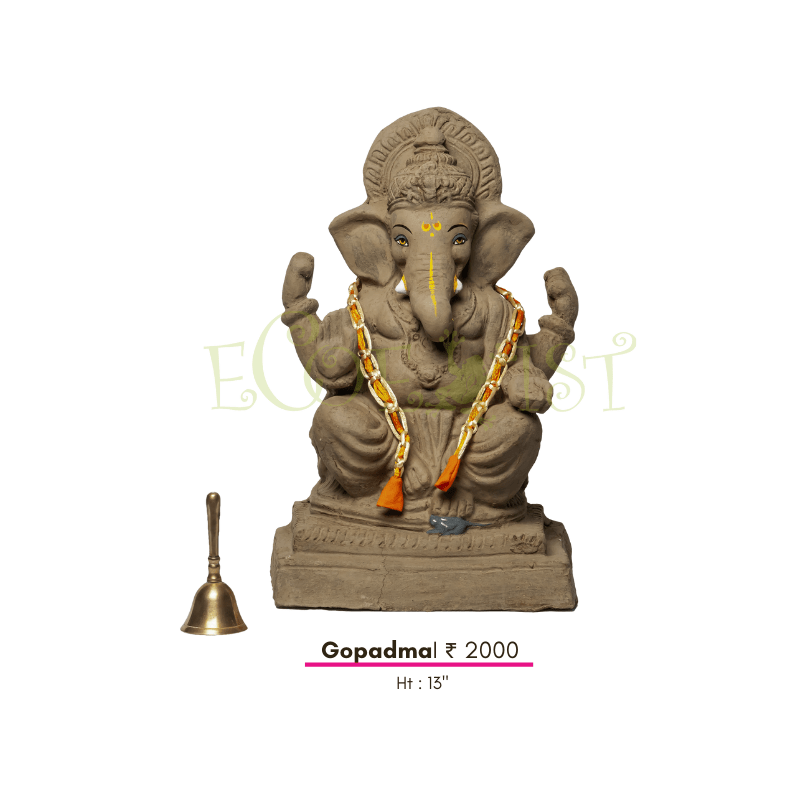G|CD|Gd|13: Eco Cow dung Ganesh Idol - Gopadma - 13"