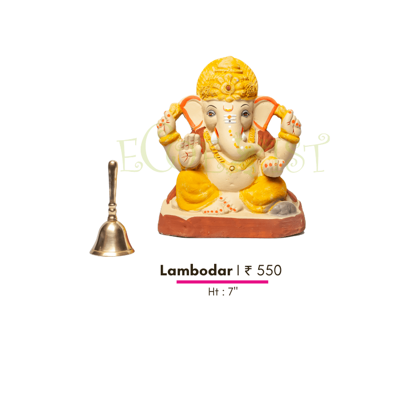 G|RC|Lam|7: Eco Renewed Clay Ganesh Idol: Lambodar- 7"