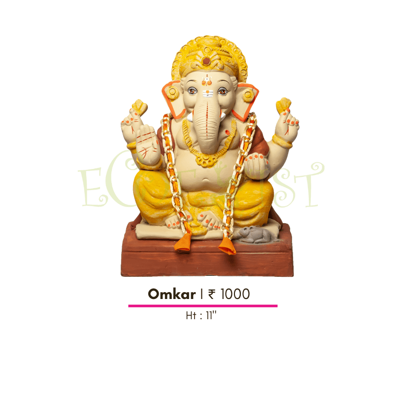 G|RC|Om|11: Eco Renewed Clay Ganesh Idol: Punaravartan Omkar - 11"