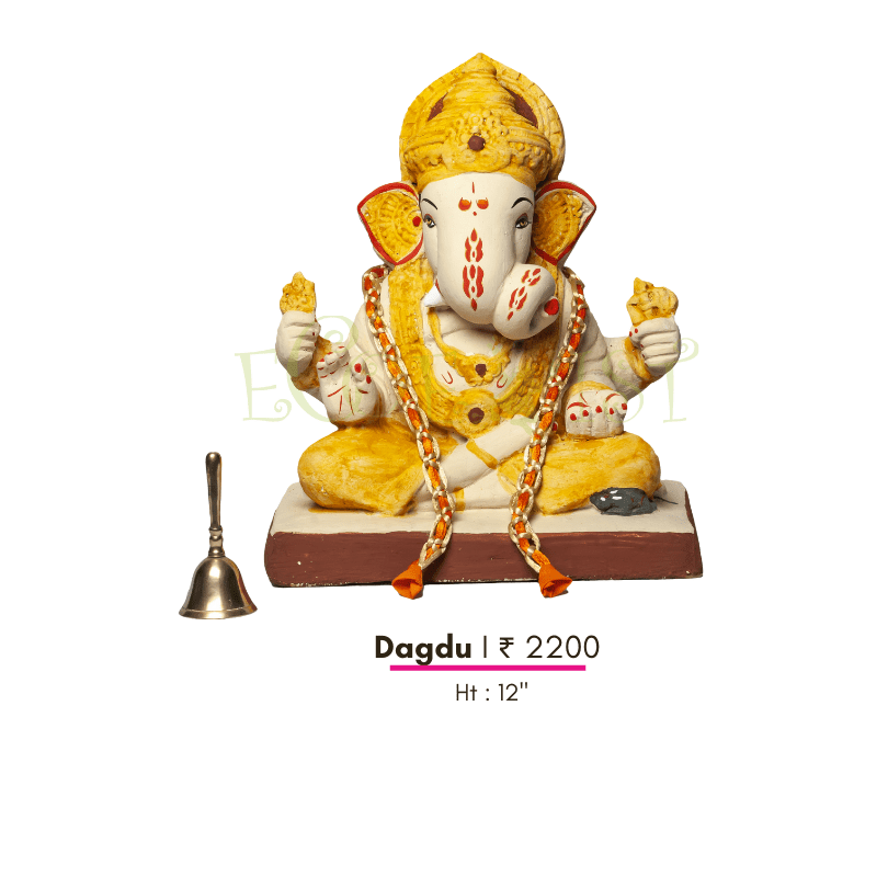 G|PM|Da|12: Eco PaperMache Ganesh Idol: Dagdu 12"
