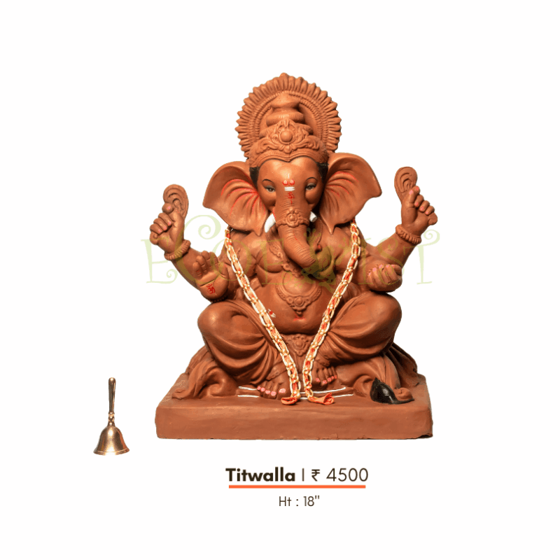 G|RE|Tw|18: Eco Red Earth Ganesh Idol: Titwalla - 18"