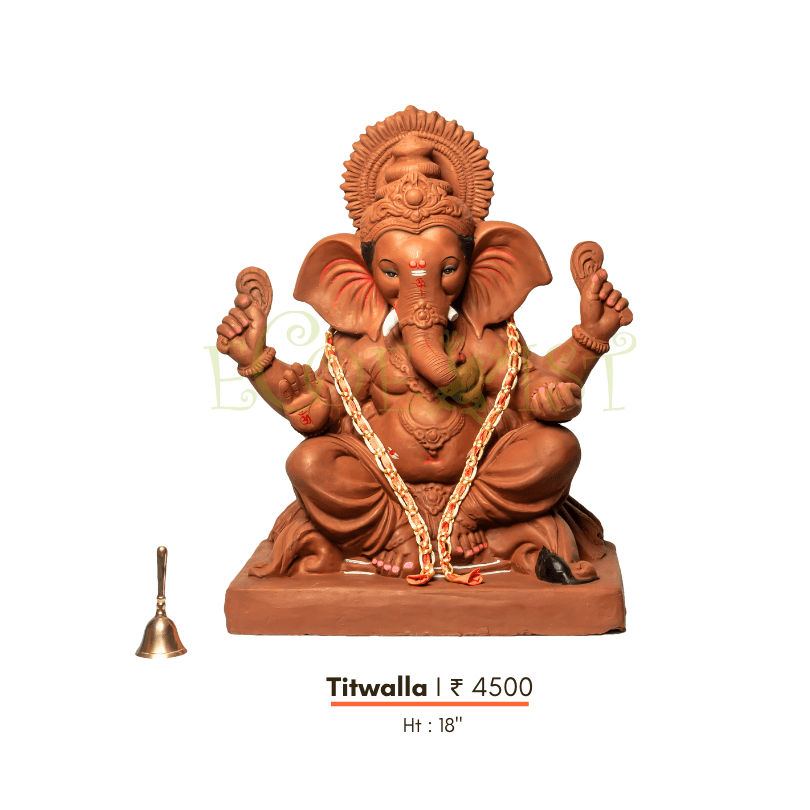 G|RE|Tw|18: Eco Red Earth Ganesh Idol: Titwalla - 18"